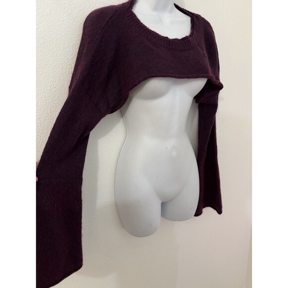 ESPRIT Womens Sweater Ultra Crop Long Flare Sleeve Cashmere Blend Purple M/L - Picture 2 of 7